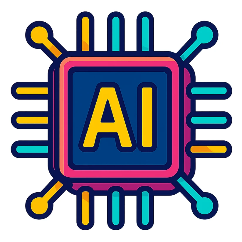 AI chip with neon lines sticker