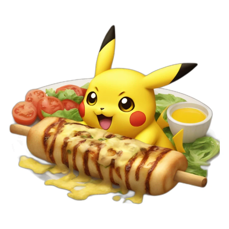 Pikachu qui mange un kebab sticker