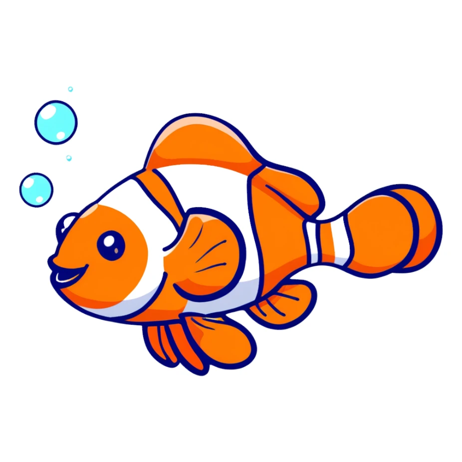 happy clownfish with bubbles sticker