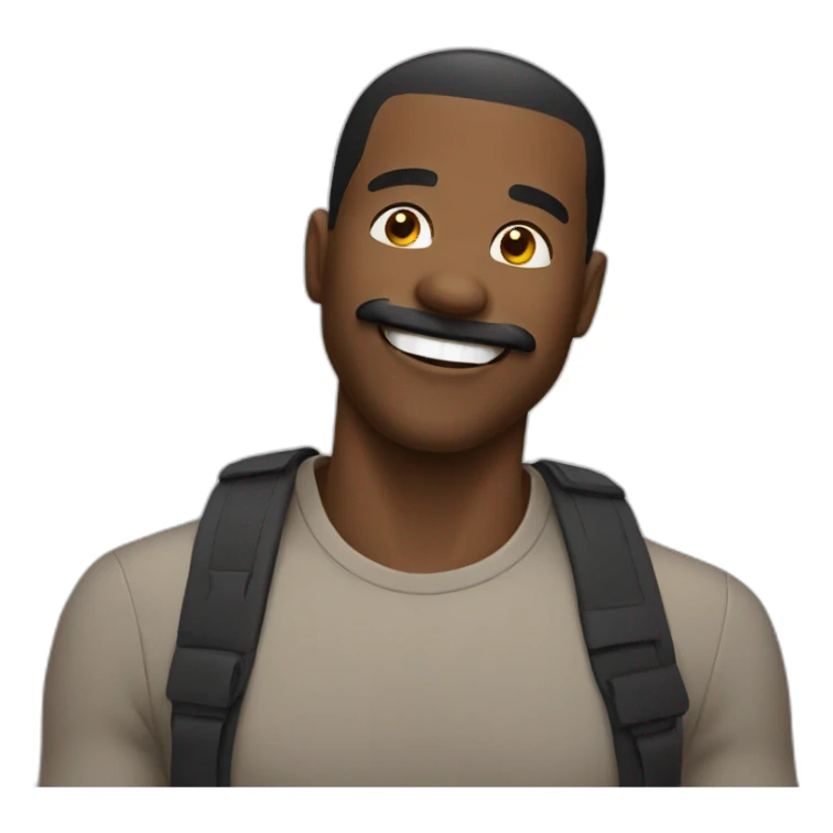 happy black man with a moustache sticker