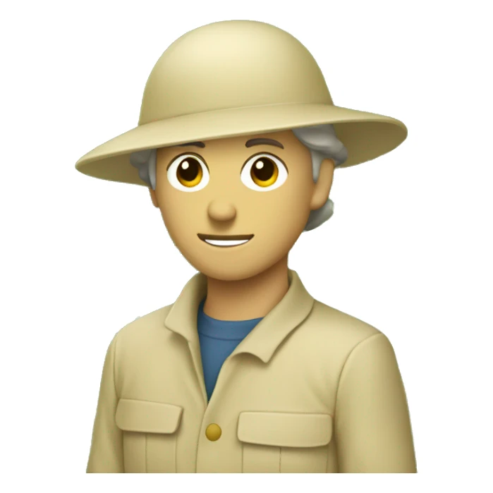 gardener pith helmet beige jacket trees sticker