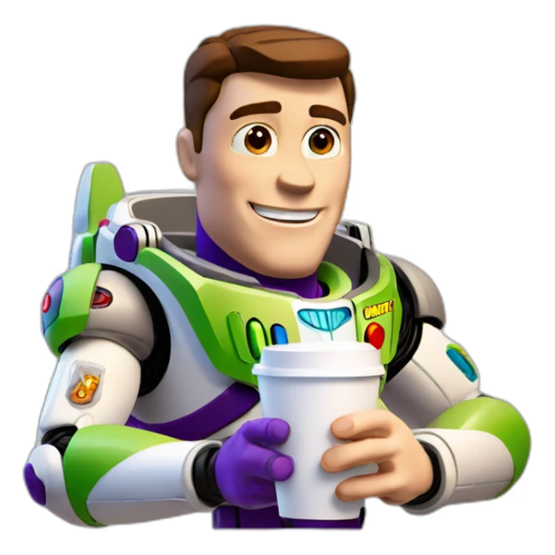 Coffee with Buzz Lightyear sticker