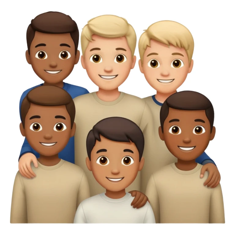 7 boys standing together as a group sticker