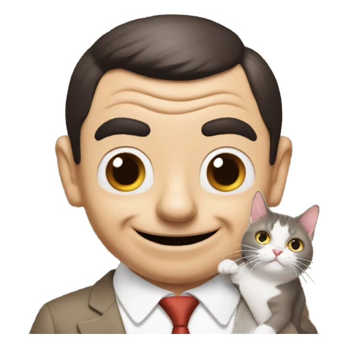 mr Bean has a cat in his hand sticker