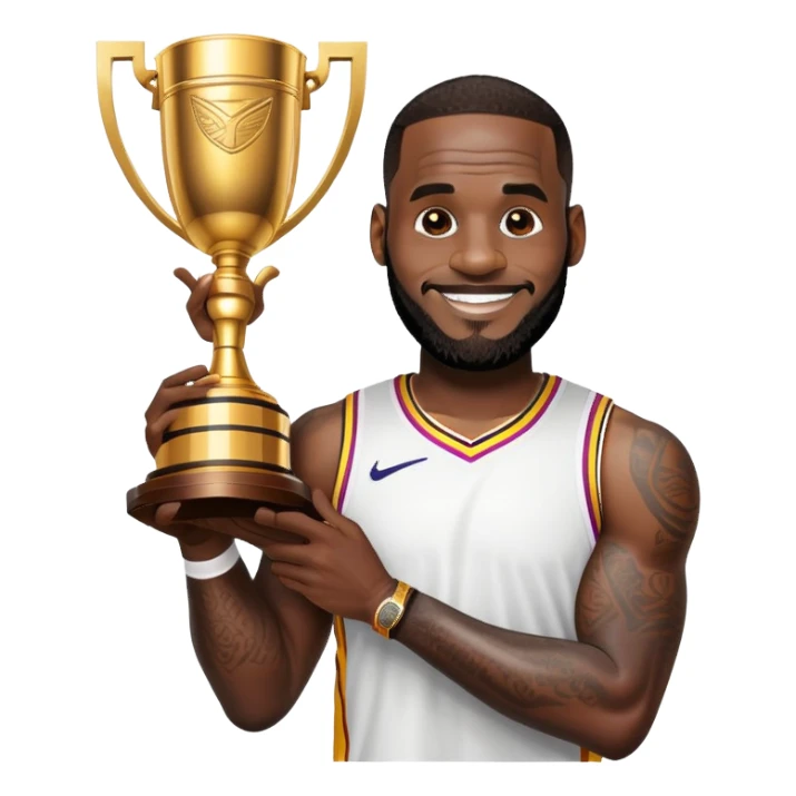 LeBron James celebrating with championship trophy sticker