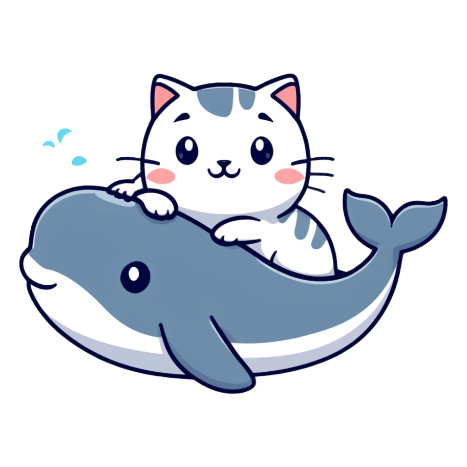 Cat head whale body  sticker