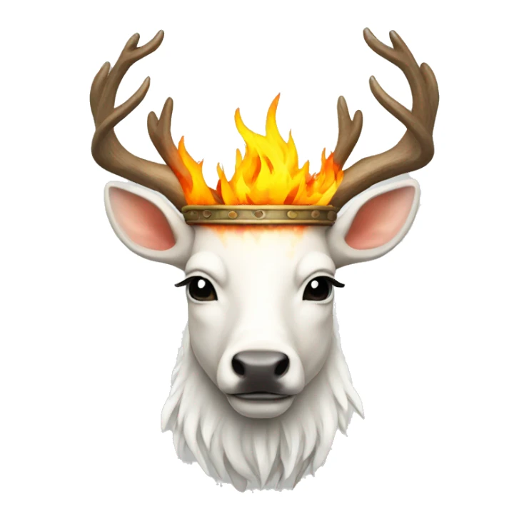 White stag with a flame crown sticker