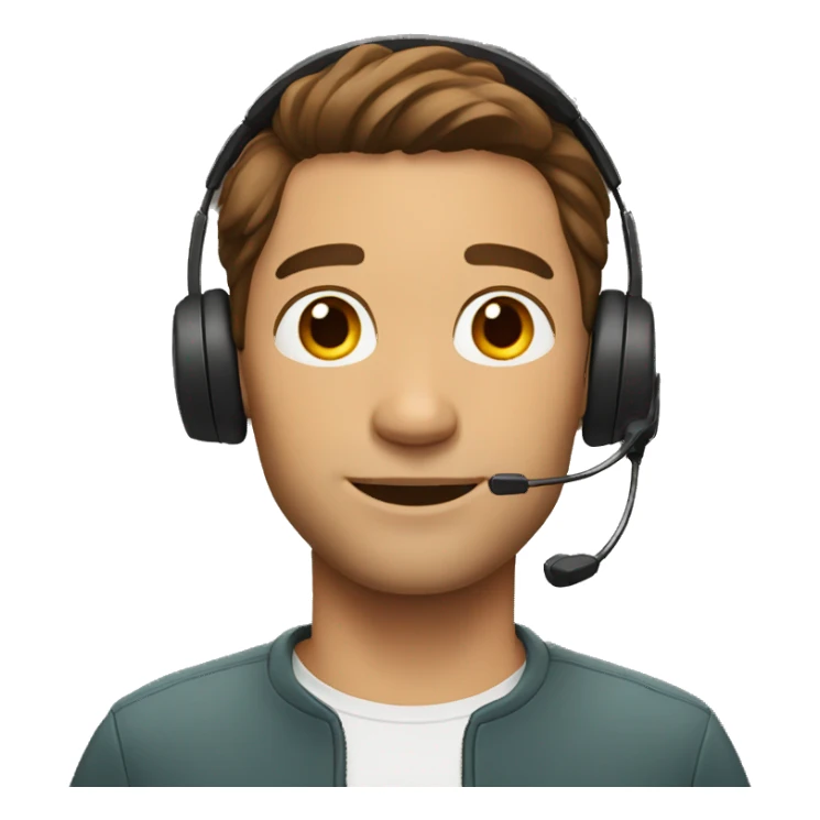 man with headset brown hair colors behind him sticker