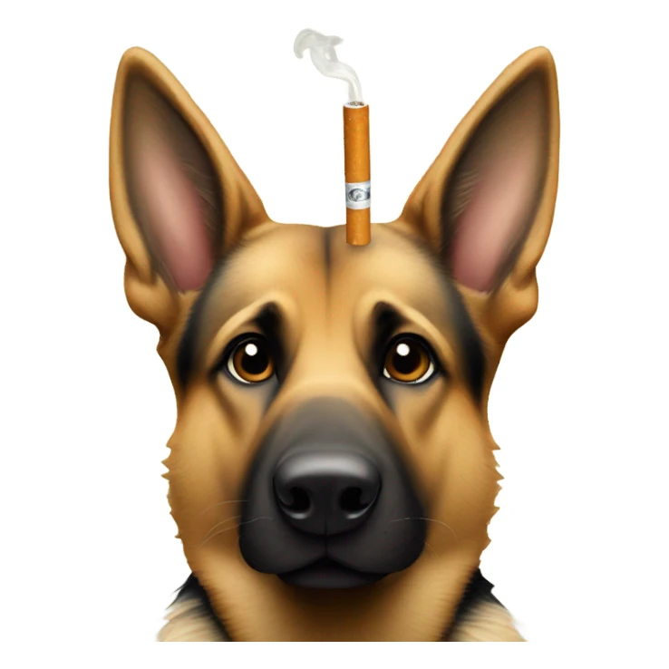 German shepherd with a cigarette in mouth sticker