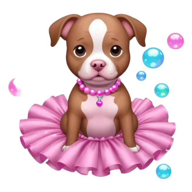 Pibble in a tutu , surrounded by bubbles  sticker