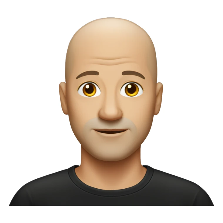 bald man in black shirt thinner face sticker