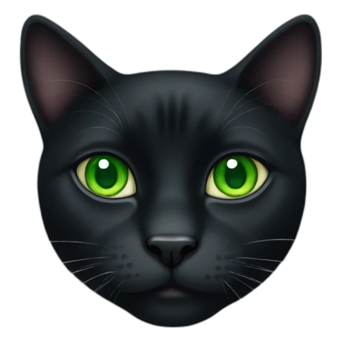 fat black cat green eyes sticker