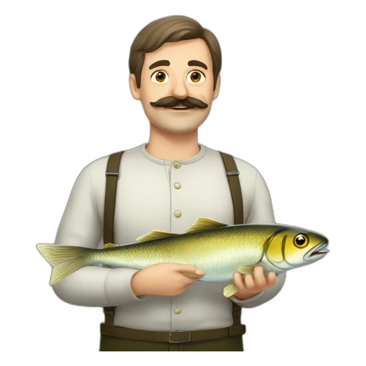 russian moustache husband with fish sticker