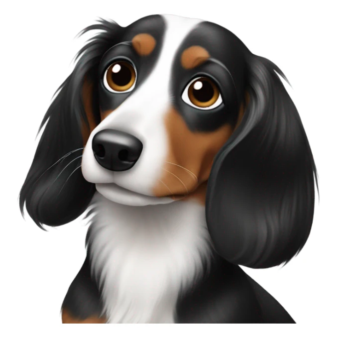 White and black long haired dachshund sticker