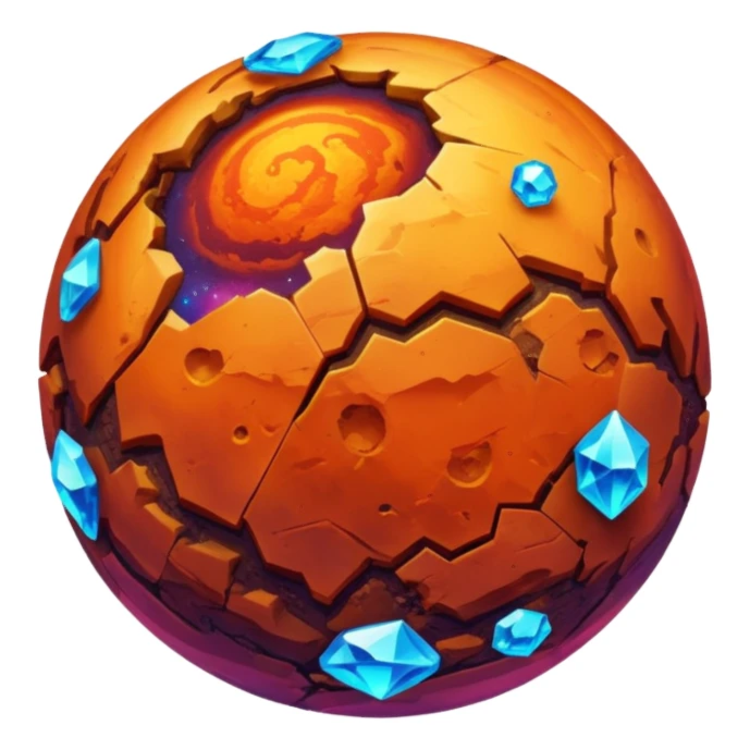 mars planet, surface covered in glowing crystals  sticker