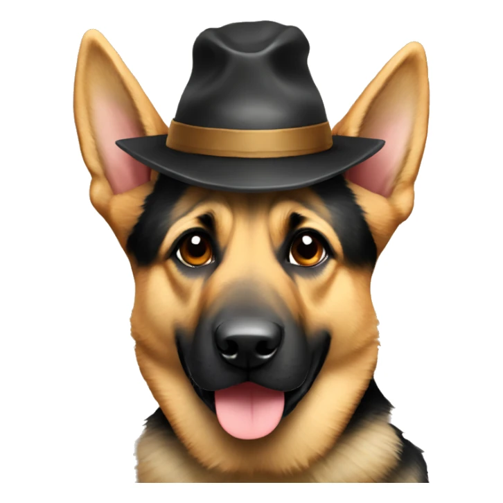 German Shepard with hat sticker