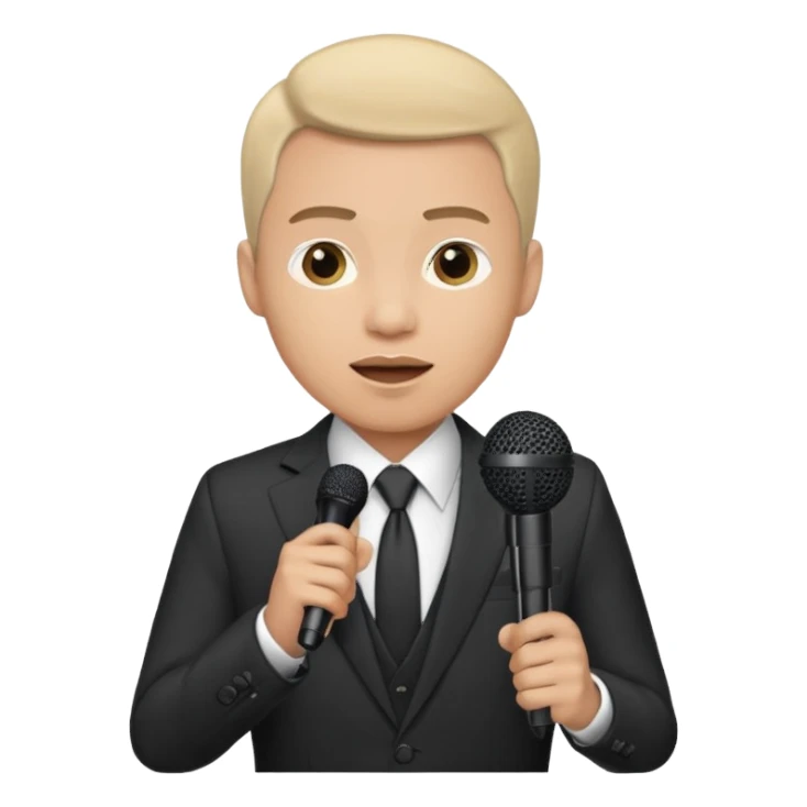  a man gives a speech whith microphone sticker