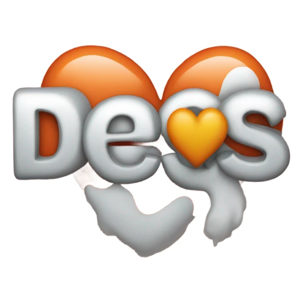 Word “des” with white heart  sticker