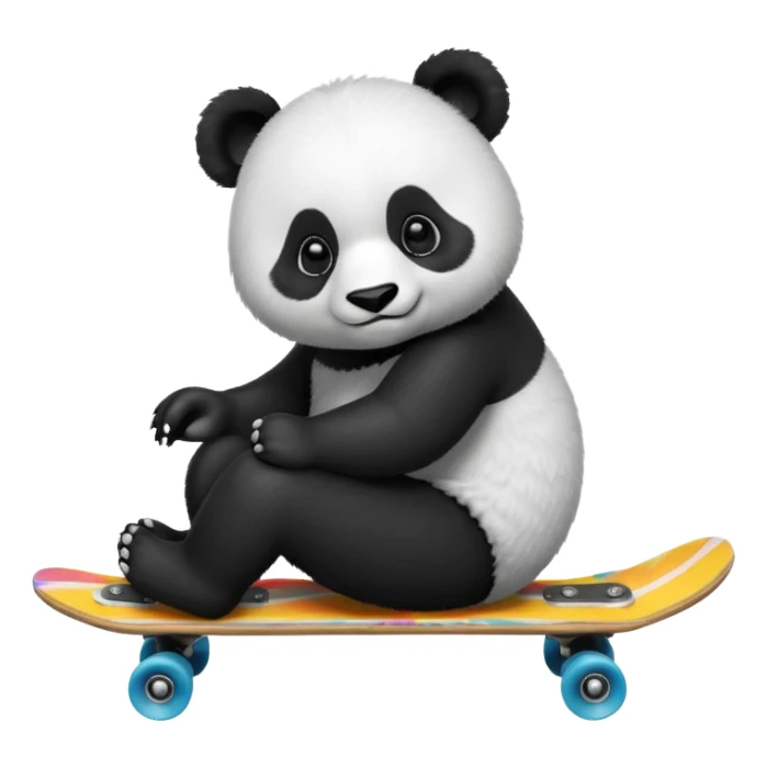 panda sitting on a skateboard sticker