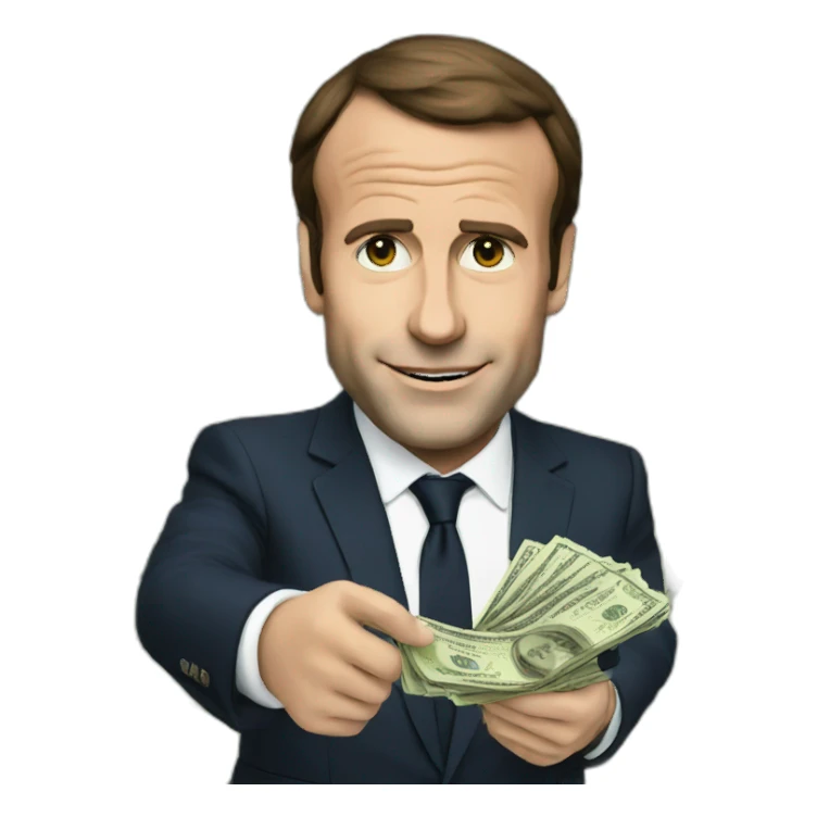 Macron is holding money sticker
