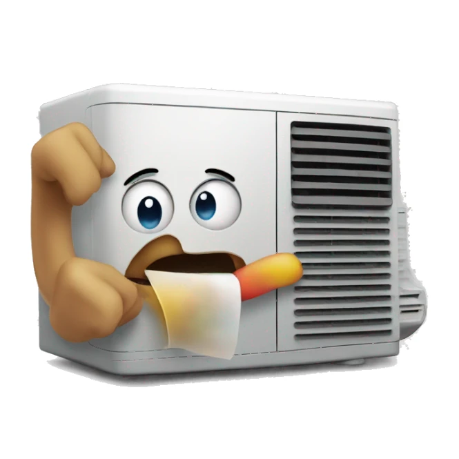Air conditioner eating a tv sticker