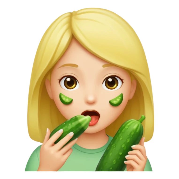 Girl sucking cucumber sticker