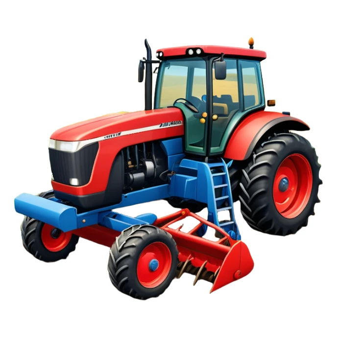 An icon representing a farming simulator, with a detailed tractor plowing fields under a bright sky. The design includes farming tools, crops, and barns, symbolizing the immersive experience of managing a farm. Transparent background emphasizes the peaceful yet hardworking nature of the game. sticker