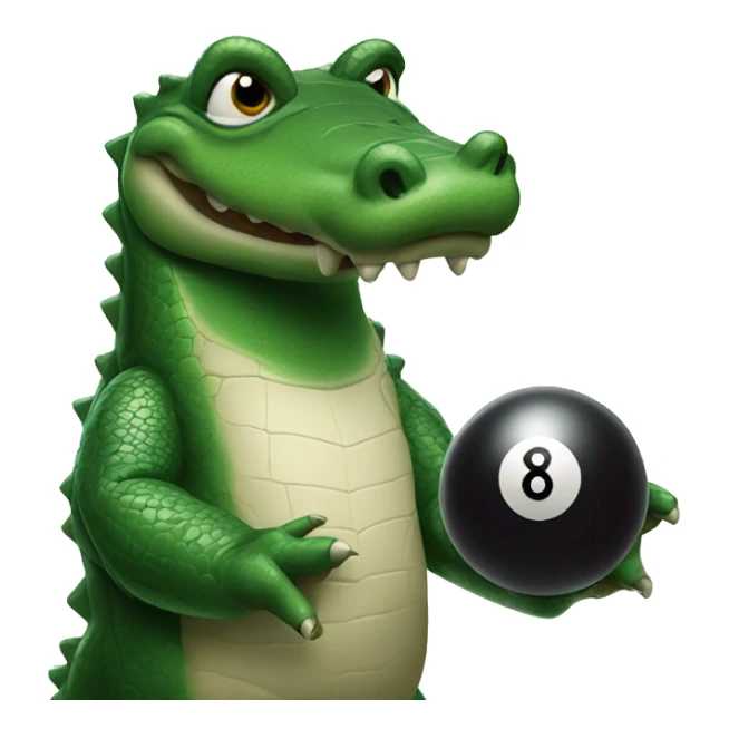 a alligator playing 8 ball sticker
