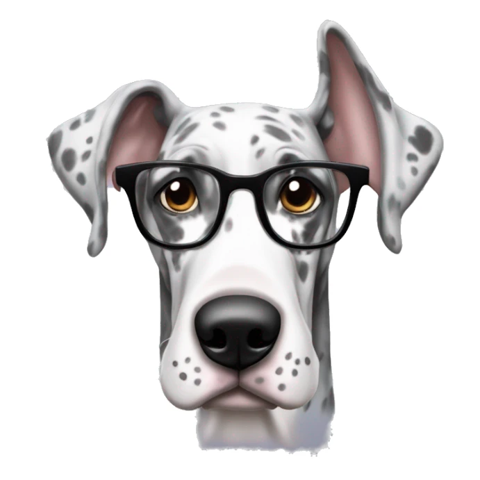 merle great dane with glasses sticker