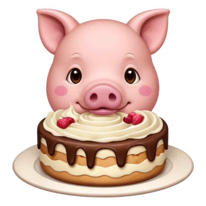 Pig eating tiramisu  sticker