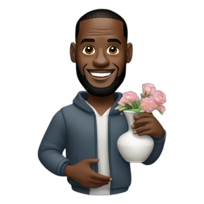 Lebron james holding a ceramic vase sticker