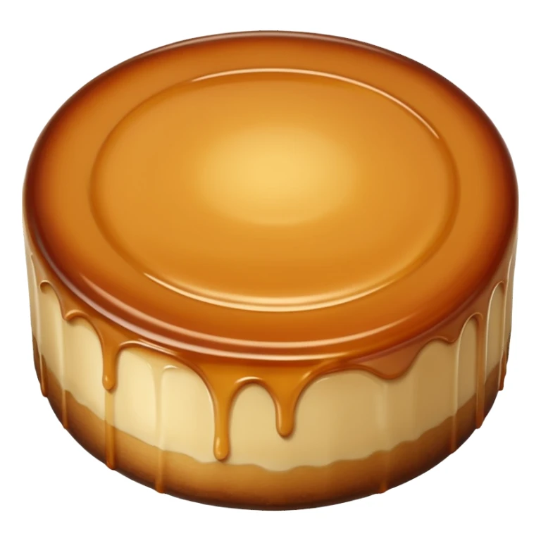 round caramel flan, glossy top, soft custard texture sticker