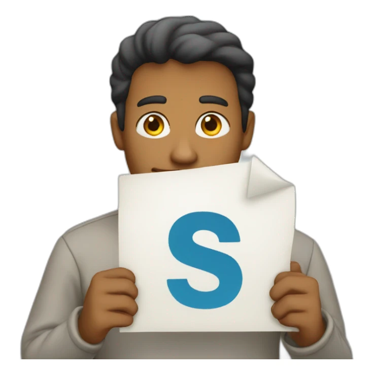 Man holding letter S sticker