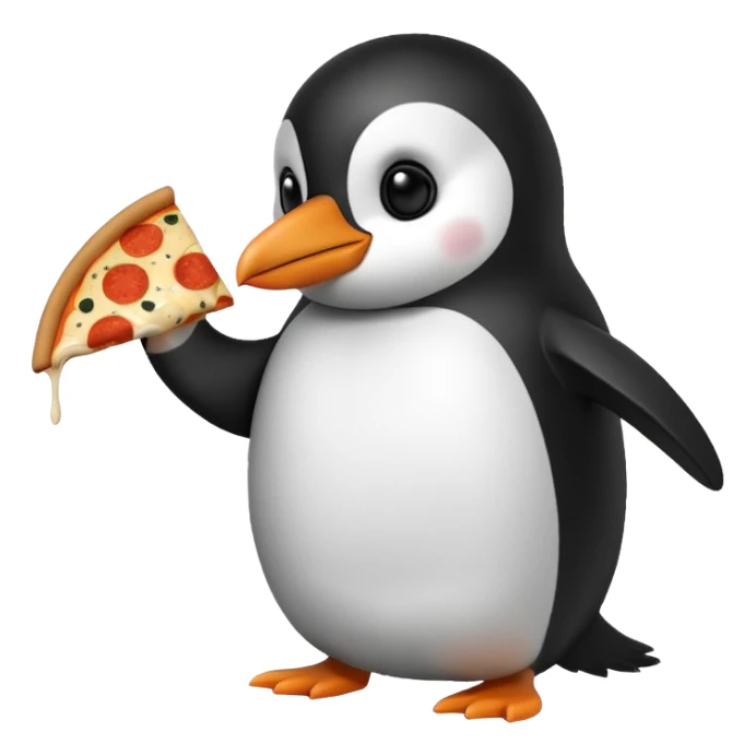 Penguin eating pizza sticker