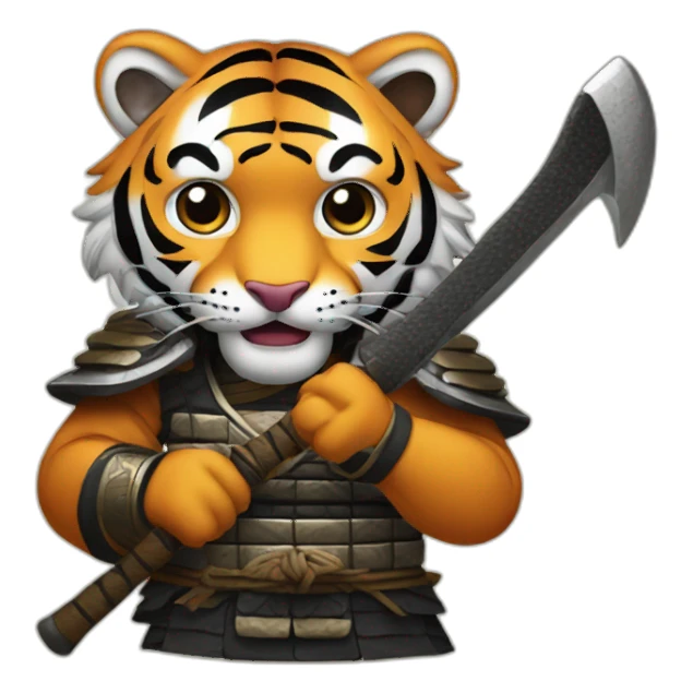 Tiger samurai holding axe sticker