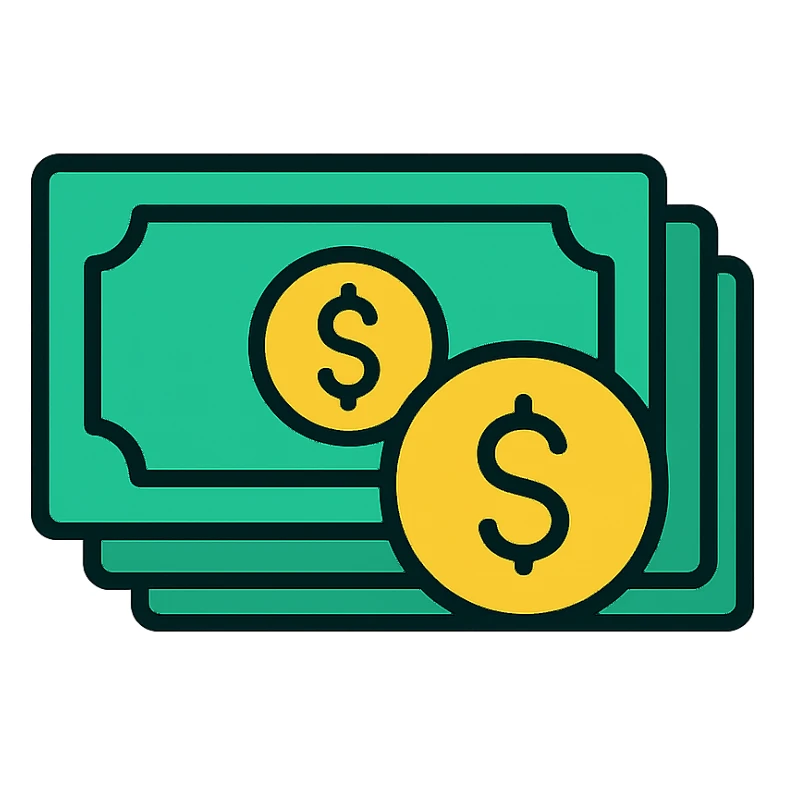 money, simple icon, clear lines, minimalistic sticker