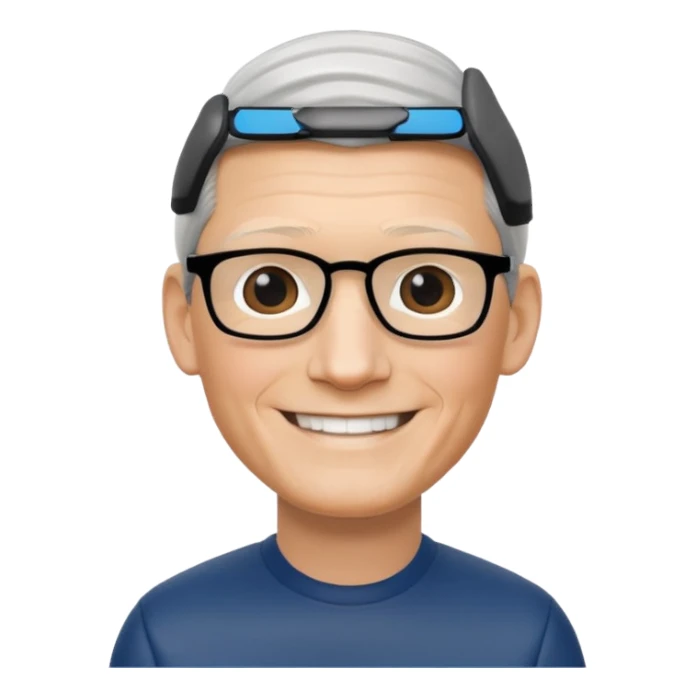 Bobblehead of Tim Cook smiling sticker