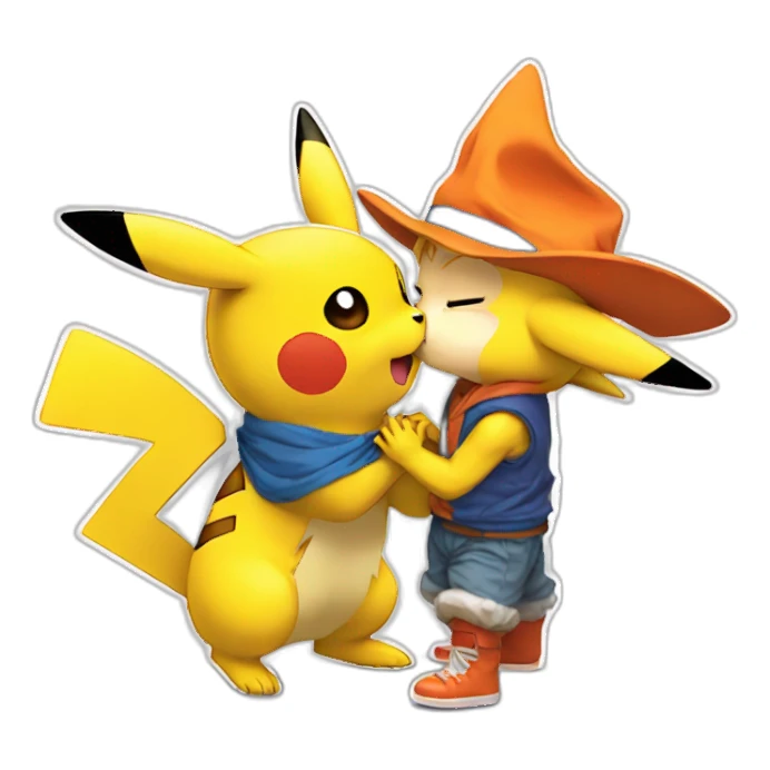 pikachu kissing goku sticker