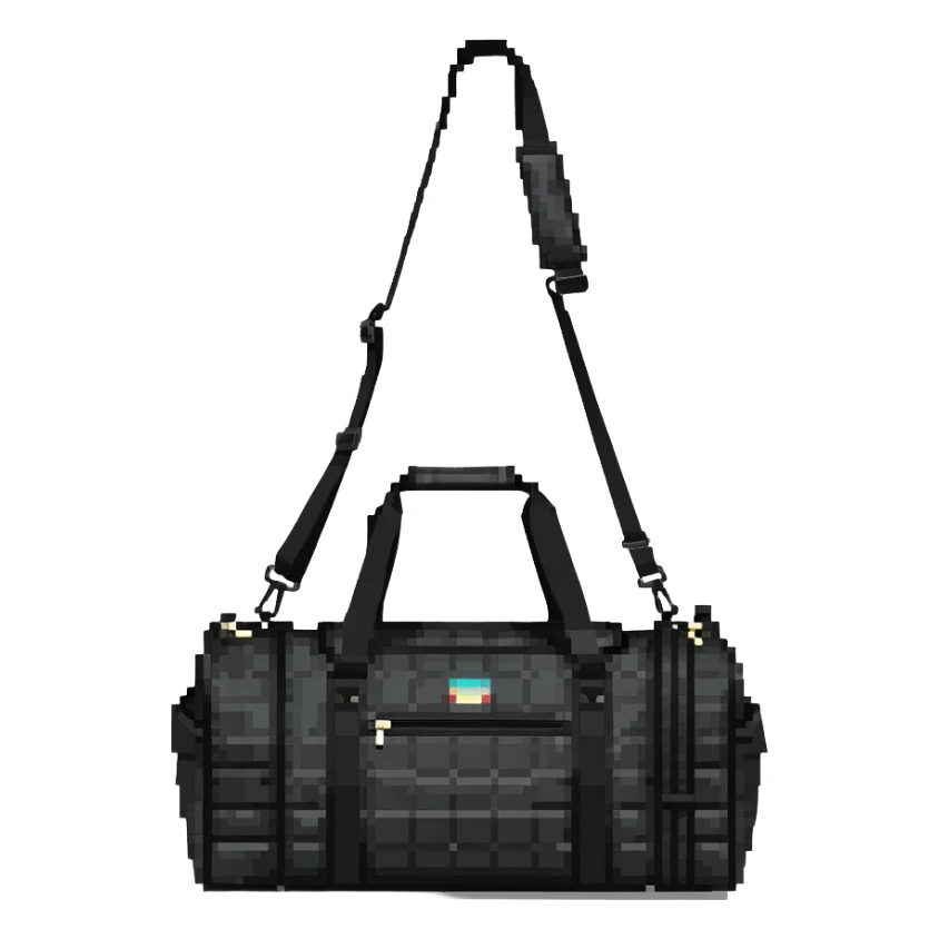 all black duffle bag with black strap sticker