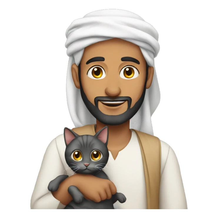 Arab man with cat sticker