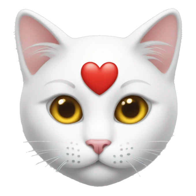 White cat and heart  sticker