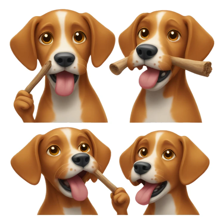 Ginger dog with stick in mouth sticker