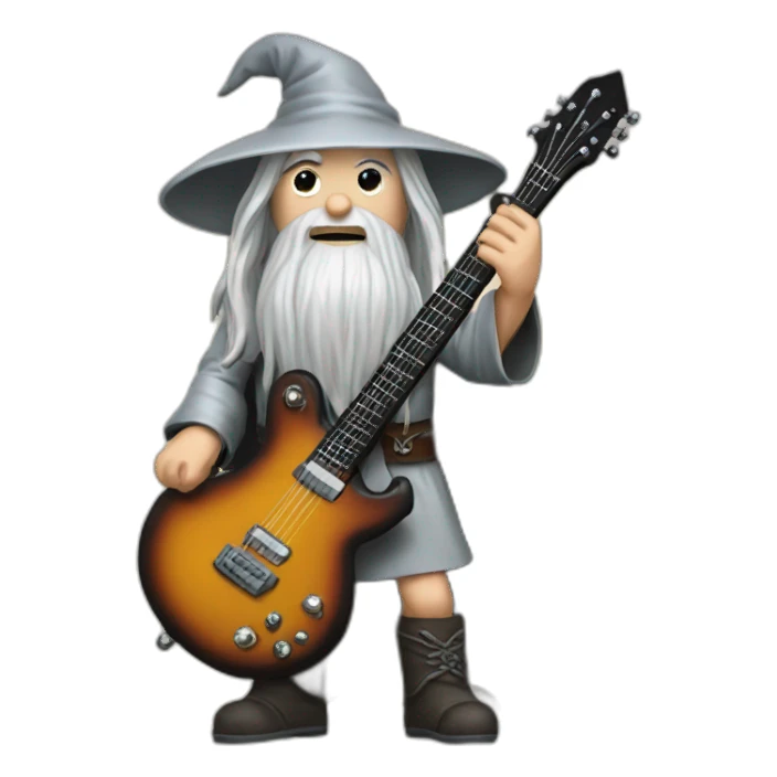 Gandalf with heavy metal guitar sticker