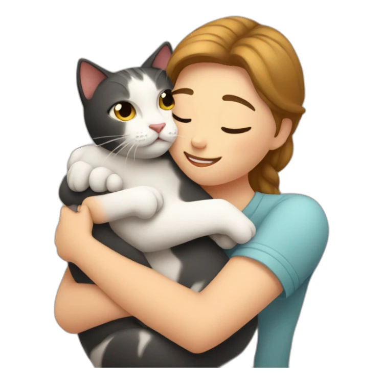 Cat hugging her owner sticker