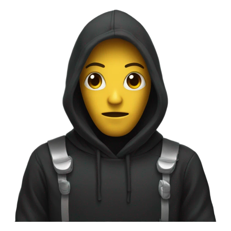 Robot wearing a black hoodie sticker