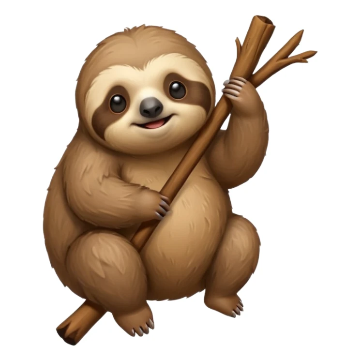 cute fat Sloth on stick sticker