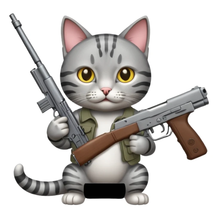 Cat with gun AK sticker