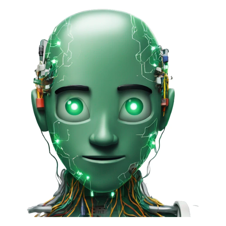 Head Deku cyborg with circuits and wires  sticker