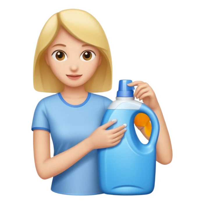 woman holding laundry detergent sticker