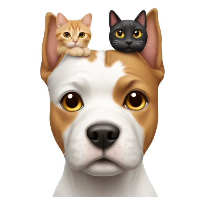 Dog with a cat on its head  sticker